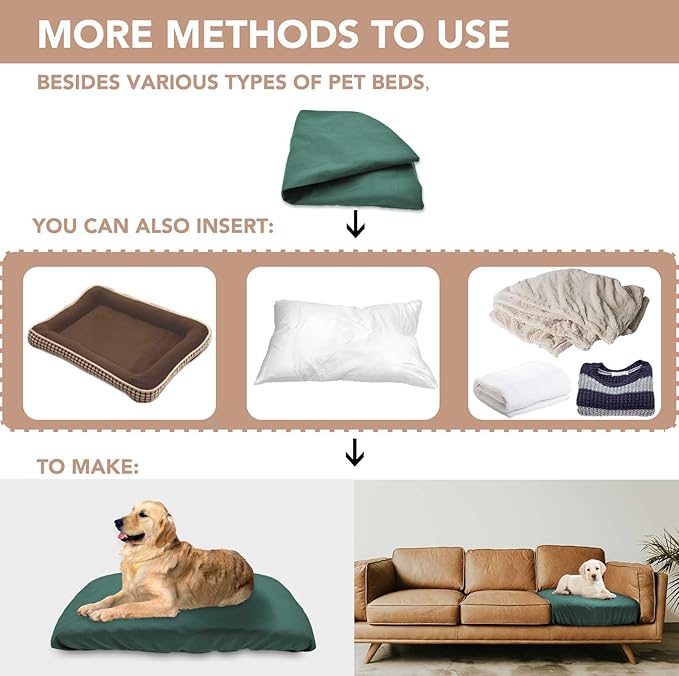 Dog Bed Cover Waterproof Replacement Machine Washable Covers for Dog Bed Heavy Duty Scratch Resistant Mattress Protector Pet Bed 47x29 Inch Dark Green Cover Only