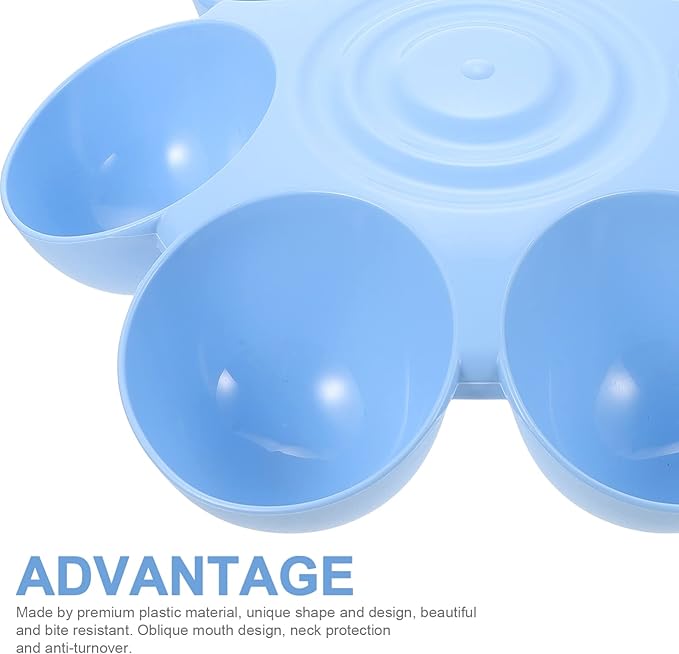 Puppy Litter Bowl Cat Bowls Dog Food Water Bowls Flower Shaped 6 Bowls Pet Feeding Dish Multiple Cat Feeder Dog Treats Dispenser for Puppy Kitten Blue Feeding Station