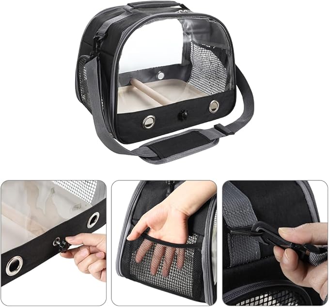Bird Travel Carrier Portable Parrot Carry Transport Bag with Stand Perch and Tray Breathable Travel Cage for Cockatiel Parakeet Small Bird