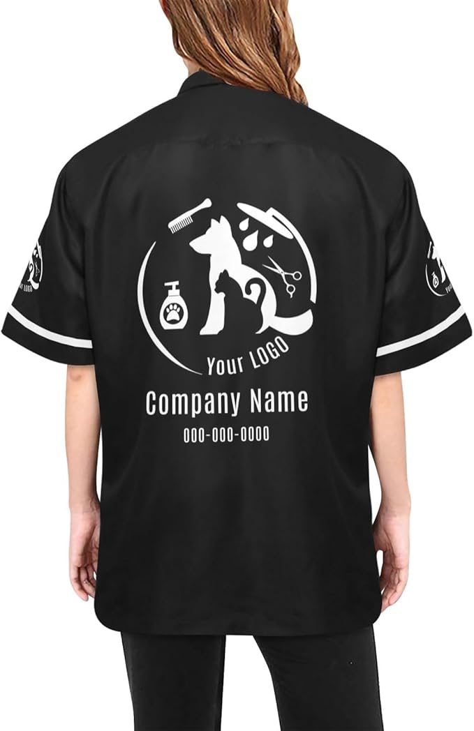 Custom Pet Grooming Jackets with Logo Text, Personalized Dog Salons Groomer Smocks, Unisex Waterproof Workwear