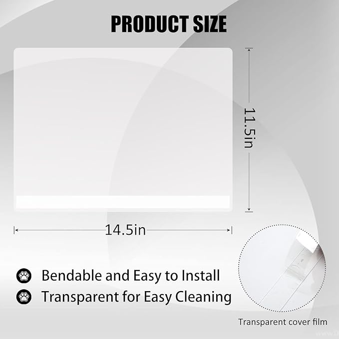 4PCS Cat Litter Box Pee Shields,Transparent Easy Clean Splash Guard for Open Top Litter Pan 14.5×11.5in- Litter Box Not Included (4, Clear)