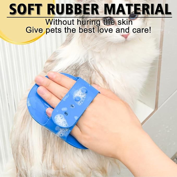Dog Grooming Brush, Pet Shampoo Bath Brush Dog Grooming Shedding Brush Soothing Massage Rubber Comb with Adjustable Ring Handle for Long Short Haired Dogs and Cats 2pcs