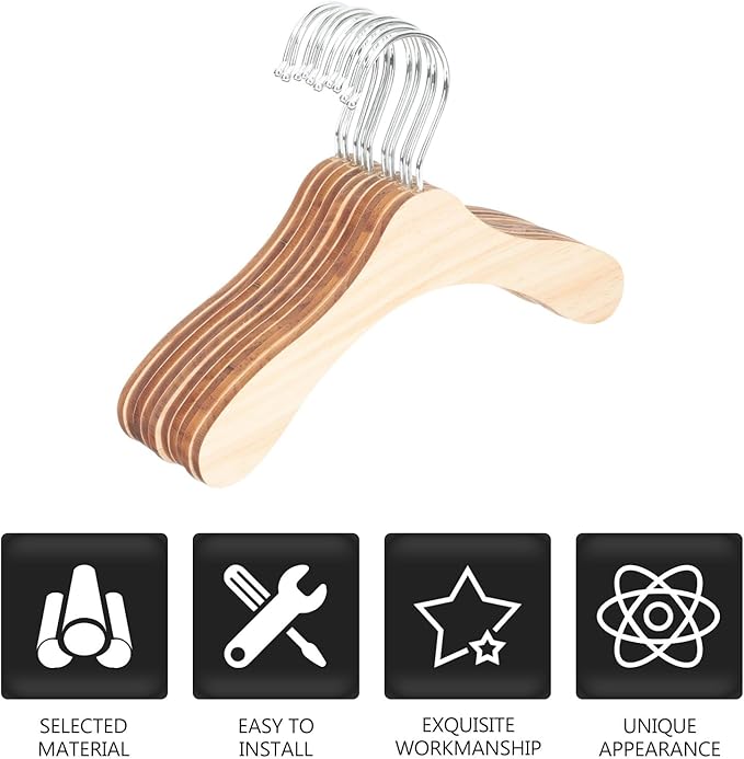10pcs 8.66-inch Wooden Pet Clothes Hangers Wear-Resistant Small Dog Cat Hangers Household Portable Pet Accessory for Daily Use