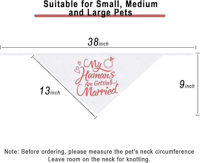 Engagement Gift, My Humans are Getting Married Dog Bandana, Wedding Photo Prop, Pet Scarf, Dog Engagement Announcement, Pet Accessories (Pink)