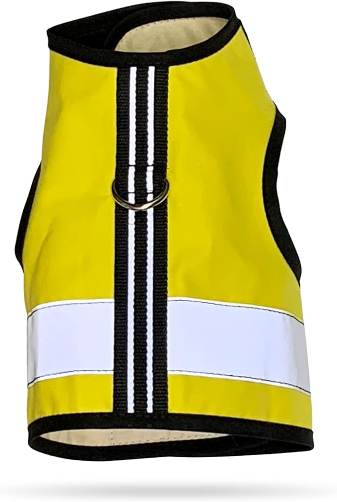 Kitty Holster Reflective Cat Harness – High-Visibility Cat Harness for Travel, Day and Night Walking - Soft Cotton Cat Accessories, Breathable, Secure & Washable, Made in USA - Sunshine Yellow, S to M