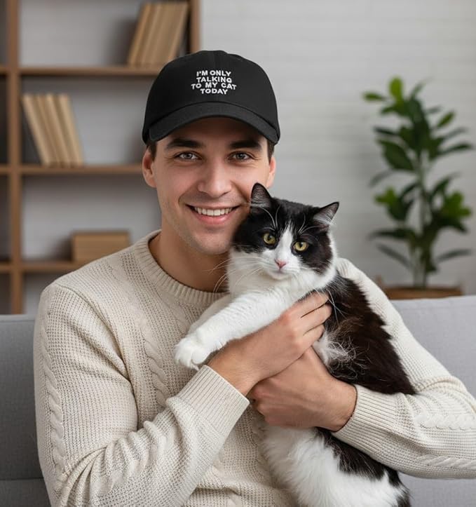 Cat Mom & Dad Hats for Proud Cat Parents | for Men & Women | Embroidered Text - Adjustable Fit - 100% Cotton