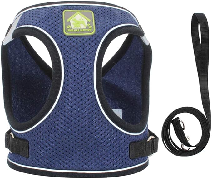 FEimaX Dog & Cat Harness Set, No Pull Soft Mesh Reflective Adjustable Pet Harness for Small to Large Dogs & Cats - Easy Control for Walking