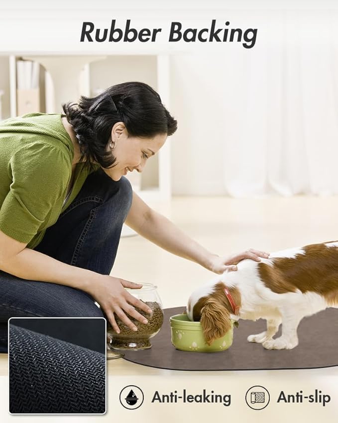 Absorbent Dog Water Mat for Food and Bowl - Quick Dry Pet Feeding Mat, No Stains, Accessories for Messy Drinkers