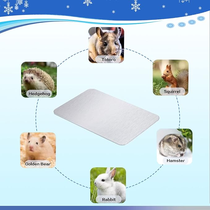 Rabbit Cooling Pad, 11.8x7.9 in Hamster Cooling Mat Pet Cool Plate for Rabbit Bunny Hamster Guinea Pig & Other Small Pets Stay Cool This Summer - Bite Resistance Pet Cooling Pad Ice Bed