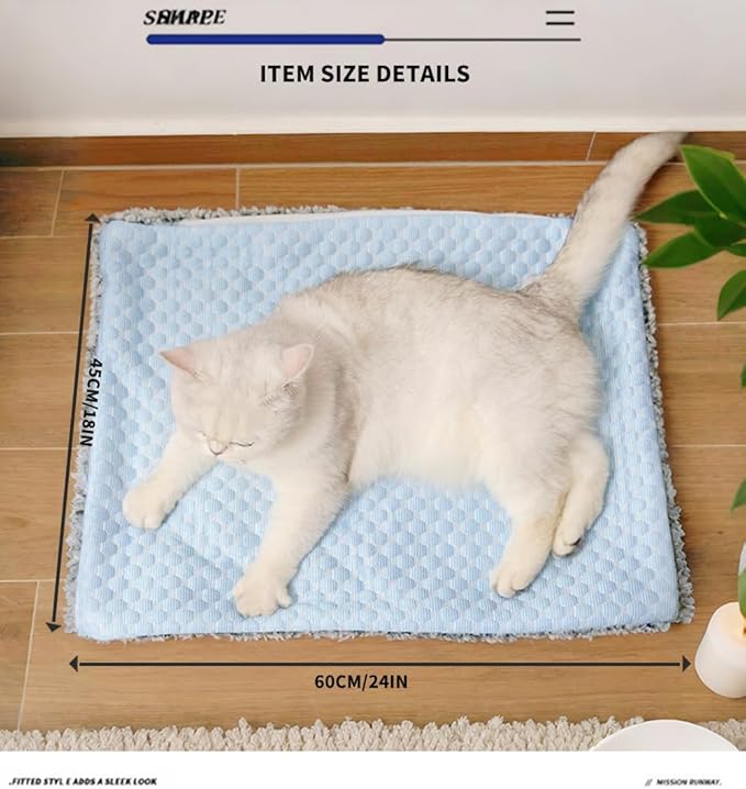 Two Uses'Cat Mat,Self Warming&Cooling Cat Mat.18 * 24in-Cooling Cat Pad.Hot/Cold Mat for Pets.Cats self Heating pad.Dogs and Cats with Ice Gel Bag,Temperature Lock Design,Machine Washable