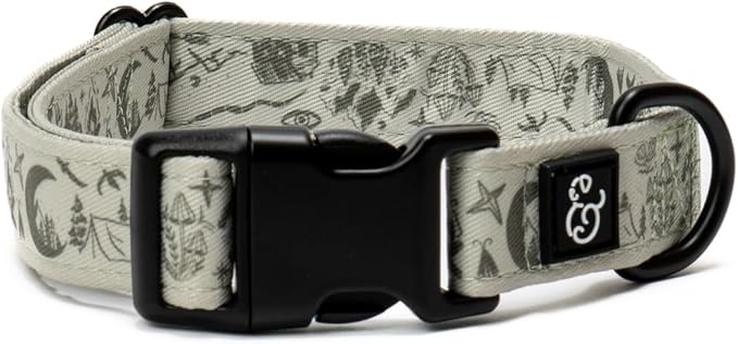 Lucy & Co. Dog Collar - Durable Lightweight Designer Collar for Pets - Adjustable Metal Safety Buckel. - Green Outdoor Plaid - Medium