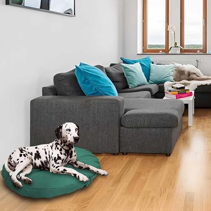 Dog Bed Cover Waterproof Replacement Machine Washable Covers for 30x30 Inch Dog Bed Heavy Duty Scratch Resistant Mattress Protector Pet Bed Round Dark Green Cover Only