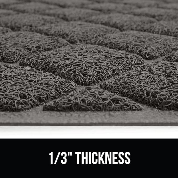 GORILLA GRIP Cat Litter Box Mat, 40x28, Water Resistant, US Designed Kitty Litter Trapping Mats, Easy to Clean, Scatter Control, Less Mess and Clean Floors, Kitten Supplies for Indoor Cats, Dark Gray