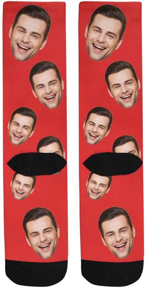 MyPupSocks Custom Personalized Photo Pet Face Socks, Cat and Dog Tracks Paws Bones Crew Socks with Picture for Men Women
