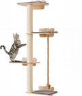 VEVOR 4 Tiers Tall Cat Wall Furniture Set with 4 Jumping Boards, Wall-Mounted Cat Floating Shelf up to 40 lbs, 12 mm Pine Wood Perch for Sleeping, Playing, and Climbing