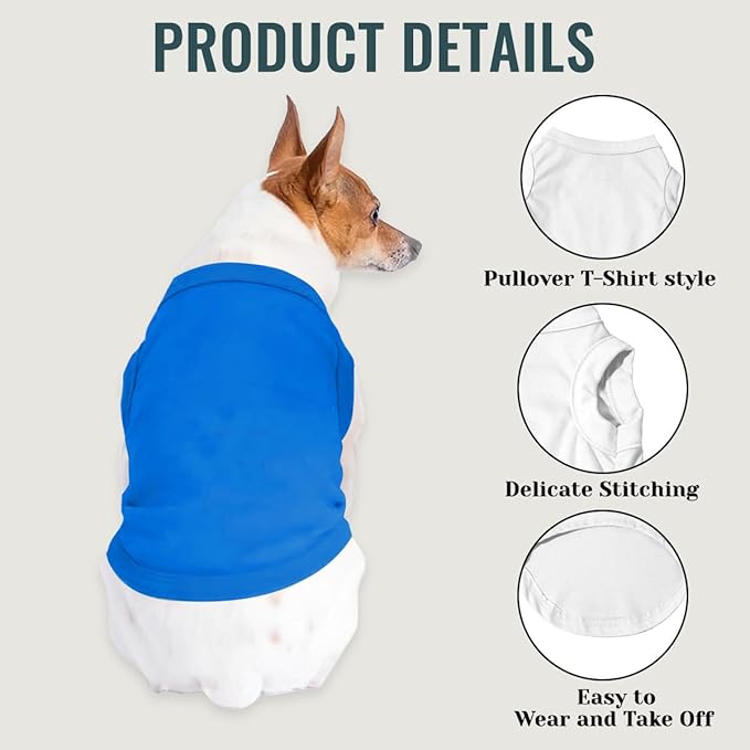 Custom Dog Clothes Shirts for Small Large Dogs Breathable Pet Shirt Customized Image Text Sleeveless Tank Tops for Puppy Cats Customize Pets Apparel Gifts, Blue, XS