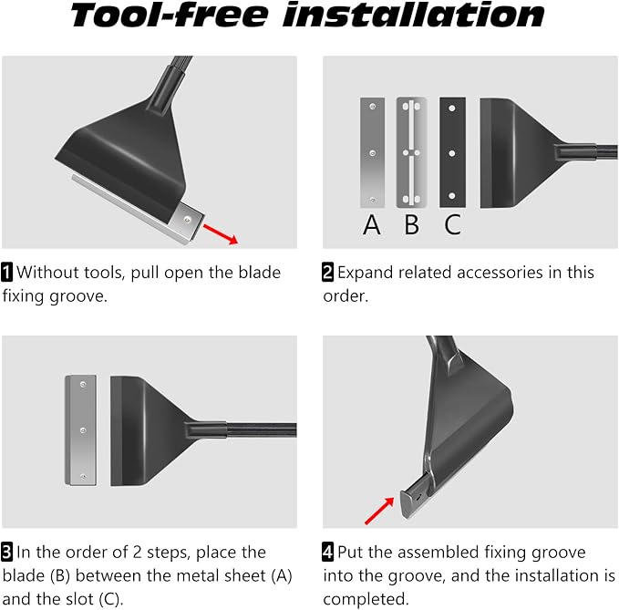 25.6inch Algae Scraper for Glass Aquariums Fish Tank Cleaner Tool with 10 Blades Aluminum Alloy Long Handle Tool-Less Installation
