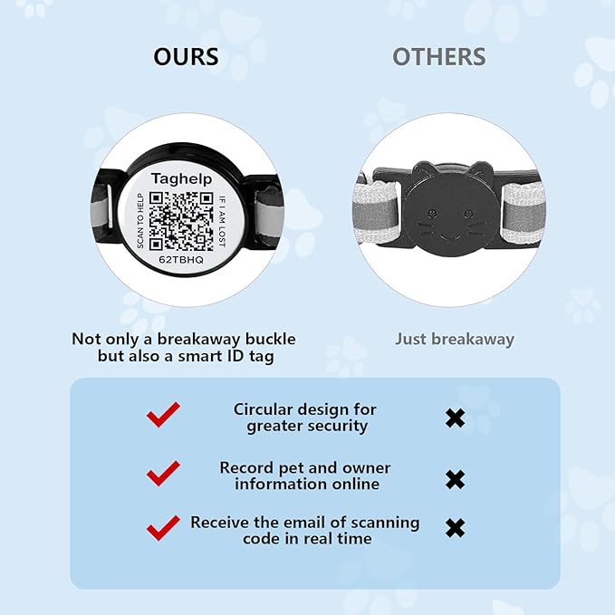 Airtag Cat Collar Breakaway with QR Code Name Tag, Reflective cat Collar airtag Holder with Bell, Cat ID Tag Personalized, Ultra-Durable, Adjustable, Quick Release, Fits Most Cats (Black)
