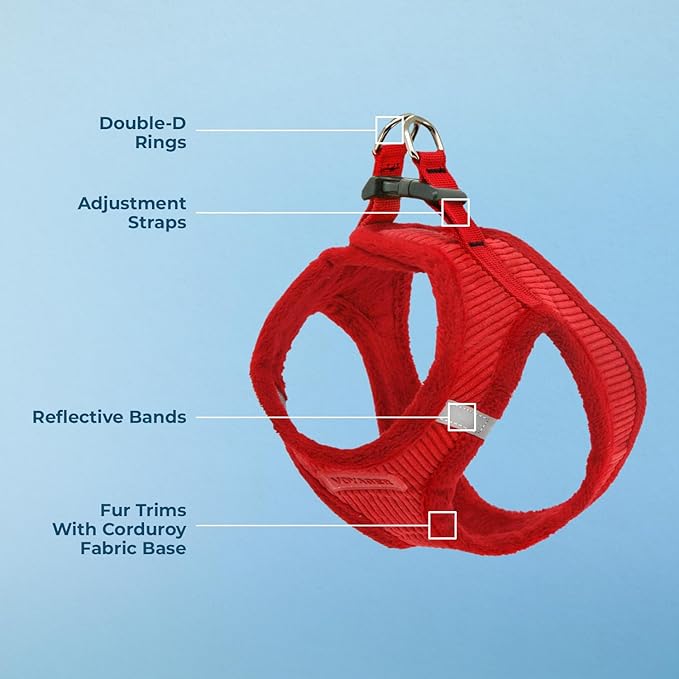 Voyager Step-In Plush Dog Harness – Soft Plush, Step In Vest Harness for Small and Medium Dogs by Best Pet Supplies - Harness (Red Corduroy), XS (Chest: 13 - 14.5")
