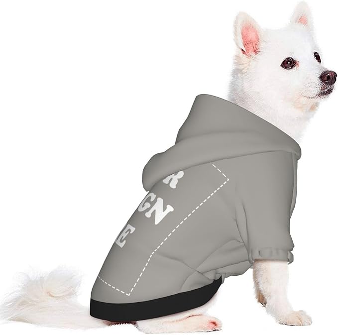 Personalized Chihuahua Dog Hoodie, Custom Pet Warm Sweatshirt Costume with Name Number Photo, Customize ID Clothes for Pupppy Kitten Dogs Cats, Grey, L