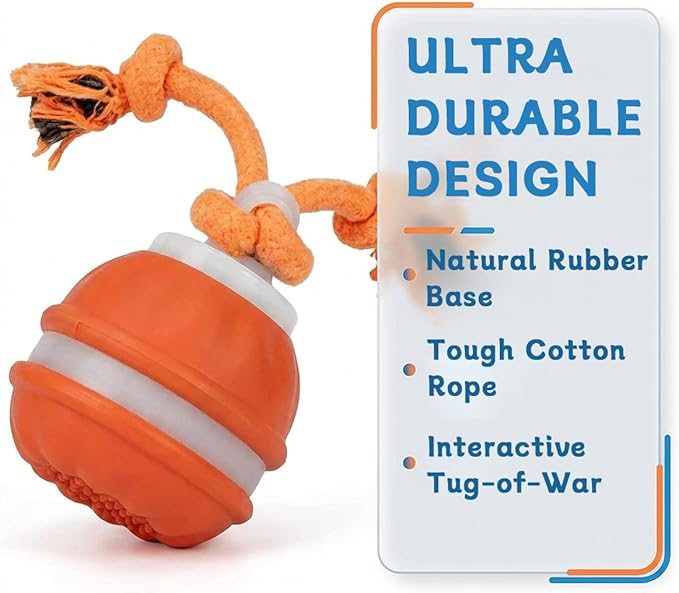 Zealburst Interactive Dog Toy, 360° Smart Automatic Rolling Moving Toy for Bored Dogs & Cats, Self-Moving Pet Toy, 【Orange+Blue】