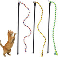KABASI 3PCS Cat String Wand Toys, Colorful Interactive Cats Teaser Wand with Bell, Plush Srtip Teaser Toy Cat Rope Stick for Indoor Kitten Having Fun Exerciser Playing