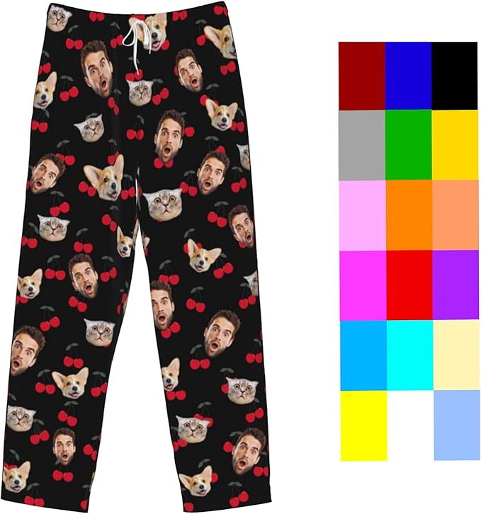 Custom Pajamas Pants Plaid Personalized Funny PJ Pant Design with Face Pajama for Men Women Dog Pet