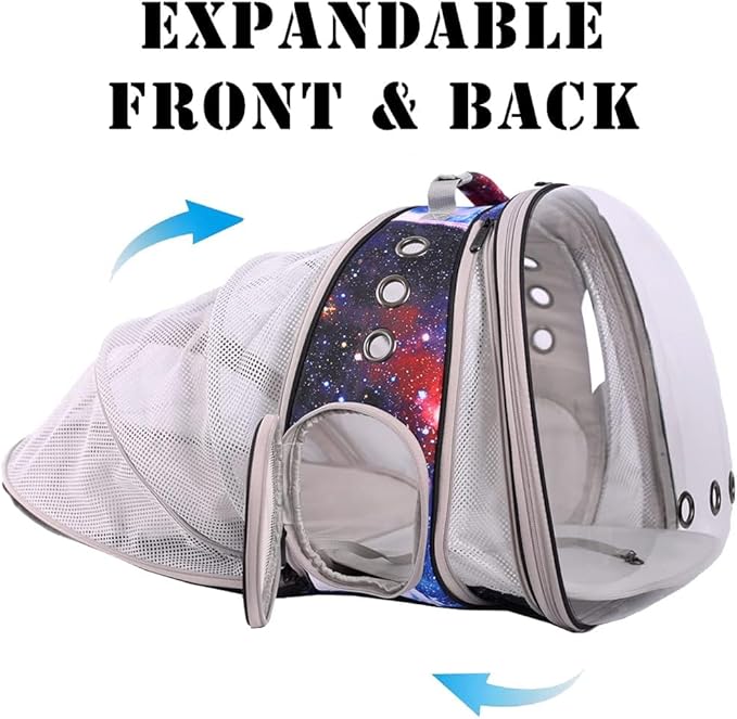 Galaxy Blue Dual Expandable Cat Backpack Carrier, Fit up to 20 lbs, Expandable Pet Carrier Backpack for Large Fat Cat and Small Puppy