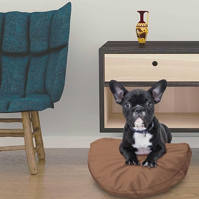 Dog Bed Cover Waterproof Replacement Machine Washable Covers for 36x36 Inch Dog Bed Heavy Duty Scratch Resistant Mattress Protector Pet Bed Round Brown Cover Only