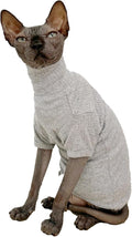 Sphynx Hairless Cats Shirt Cotton Cat Turtleneck Sweater Pullover Kitten T-Shirts with Sleeves Cat Pajamas Jumpsuit for Sphynx Cornish Rex, Devon Rex, Peterbald (Small (Pack of 1), Light Grey)