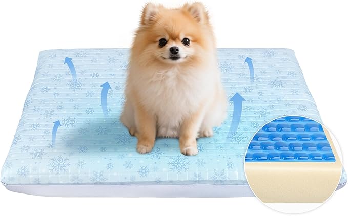 Atsuwell Dog Cooling Mat for Medium Dogs, 2" Thickened Foam Cooling Pad for Dogs with Gel Layer & Waterproof Cover, Orthopedic Joint Support Cool Dog Bed for Summer Relief