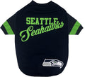 Pets First NFL Seattle Seahawks T-Shirt for Dogs & Cats, Large. Football Dog Shirt With Fashionable Stripe Design, Durable & Cute Sports Pet Tee Outfit (SEA-4146-LG)