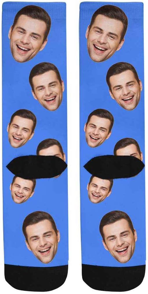 MyPupSocks Custom Personalized Photo Pet Face Socks, Cat and Dog Tracks Paws Bones Crew Socks with Picture for Men Women