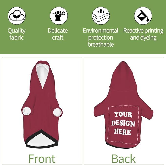 Personalized Dog Hoodie, Custom Dog Costumes for Small Dogs, Holiday Happy Dog Clothes Football Pet Shirt Sweater with Name Number for Girl/Boy Cats/Kitten, Wine, XS