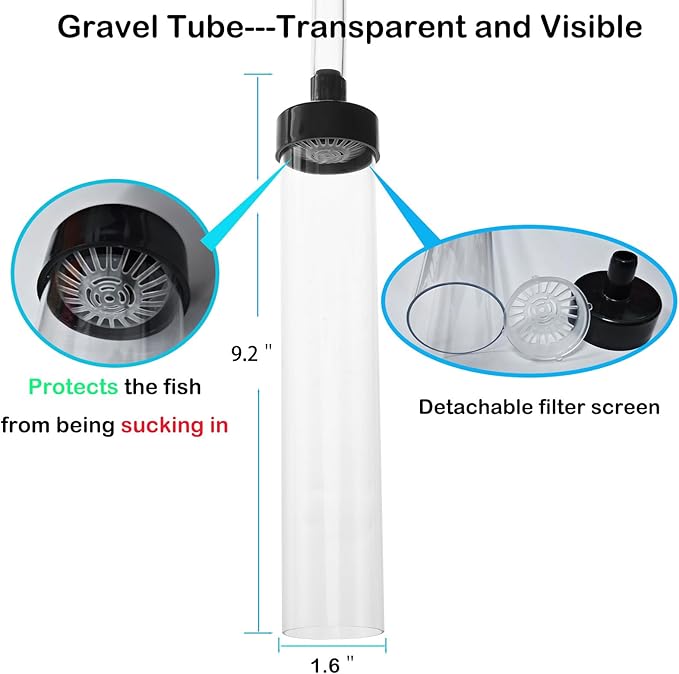 7ft Aquarium Gravel Vacuum Cleaner - Hand Pump Siphon Water Changer for Fish Tank Cleaning Gravel & Sand