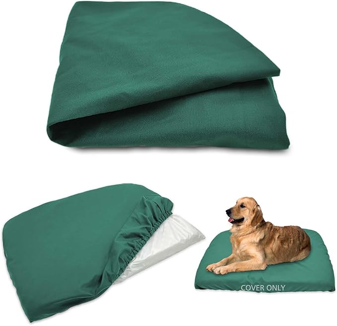 Dog Bed Cover Waterproof Replacement Machine Washable Covers for Dog Bed Heavy Duty Scratch Resistant Mattress Protector Pet Bed 44x32 Inch Dark Green Cover Only