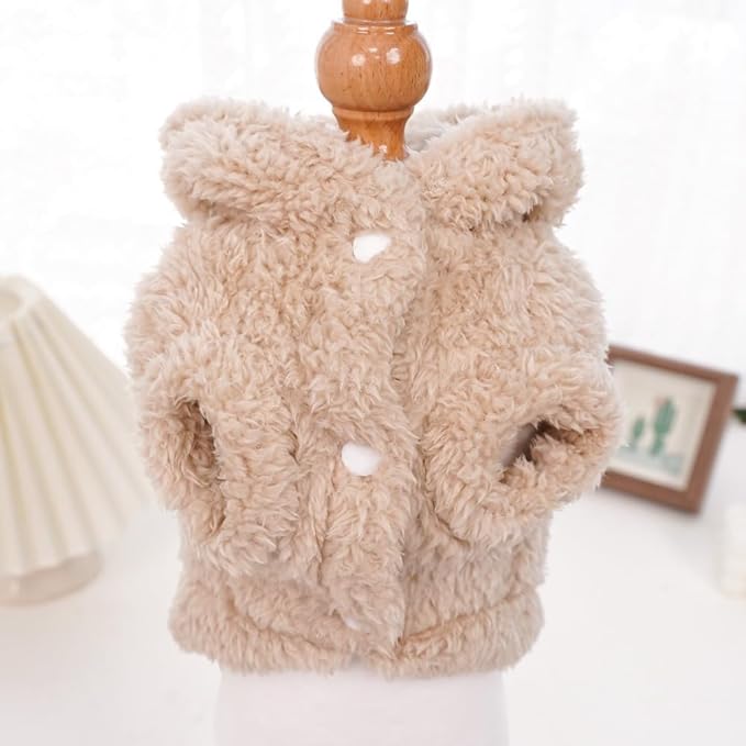 Selena Cat Bunny Ears Costume Cute Dog Kitten Hoodies Sweater Rabbit Ears Puppy Pet Apparel (Small,Beige)
