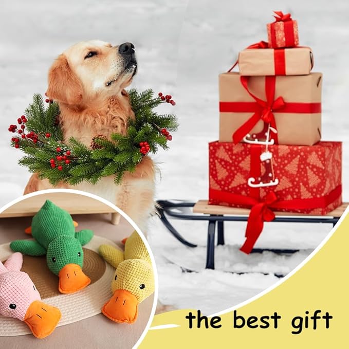 2025 Upgraded Dog Toys, New Durable Calming Duck Toys, Dog Toys for Aggressive Chewers with Soft Squeaker, Fun for Indoor Puppies and Senior Pups (2 Pcs, L-11.4 * 13.5in)