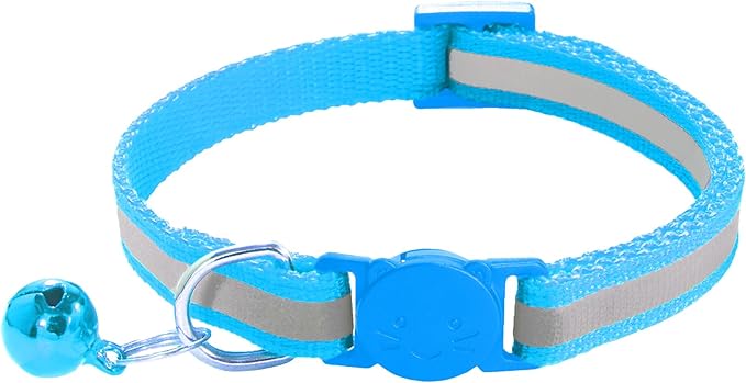 3 Pack Reflective and Breakaway with Bells of Cat Collar，Adjustable from 7.5 to 12.5 Inches, Ideal of Kitten Collar, Suitable for Girls and Boys (Orange/SkyBlue/Pink)