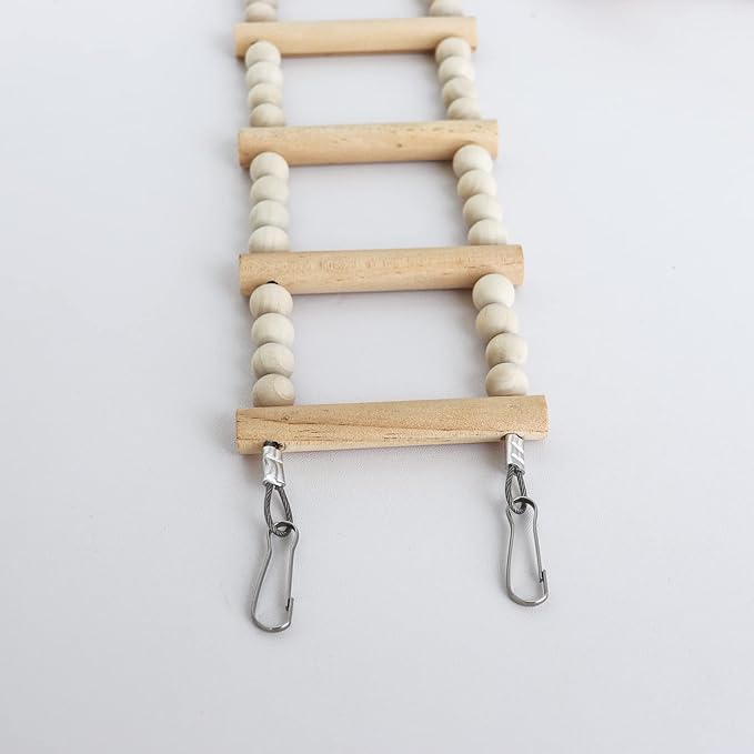 Bird Ladder Bridge, Wooden Pet Hamster Climbing & Swing Toys, Cage Accessories for Birds Rats Parrots Hamster Squirrel Sugar Gliders Parakeets Cockatiels - 20 Steps - 45.3 x 3.14 Inch