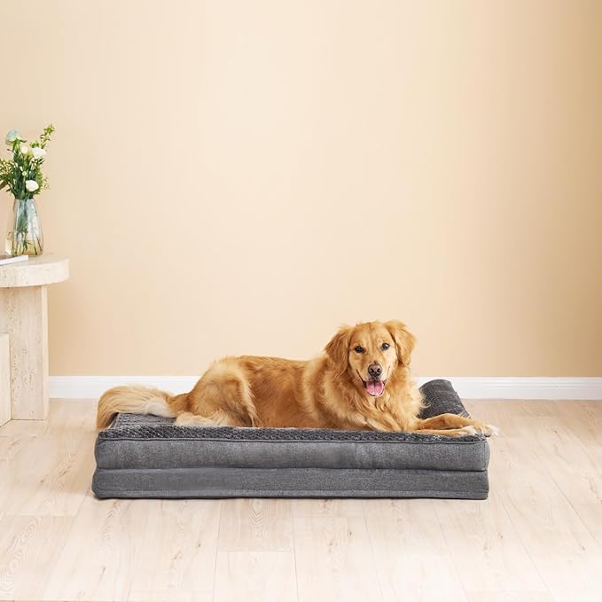 EHEYCIGA Memory Foam Dog Bed Large Size Dogs, Orthopedic Dog Bed Large with Washable Removable Cover, Waterproof Pet Sofa Couch with Nonskid Bottom, 36x27x6, Dark Grey