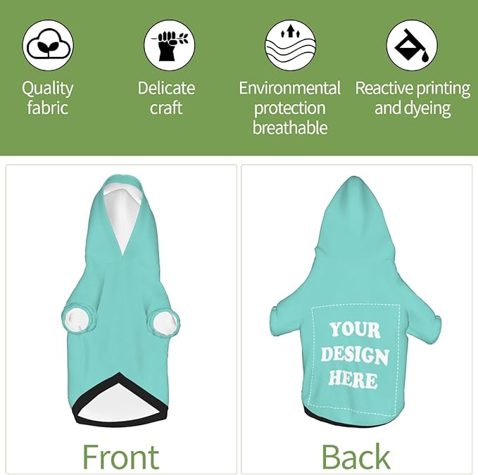 Dog Costume, Custom Dog Hoodie, Dog Name Costume Holiday Pet Pajamas Outfit, Personalized Pet Coat Costumes for Small Medium Large Dogs and Cats for Winter, Turquoise, XS