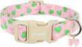 St. Patrick's Day Dog Collar,Pink Bow with Green Clover Puppy Collar,Adjustable Spring Cotton Collars Gifts for Small Medium Large Dogs,Dog Accessories L