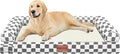 Large Dog Bed Orthopedic Washable: Beds Bolster XL Bed Medium Large Dogs Egg Crate Foam Couch Sofa Waterproof with Removable Cover - Dark Grey Grid
