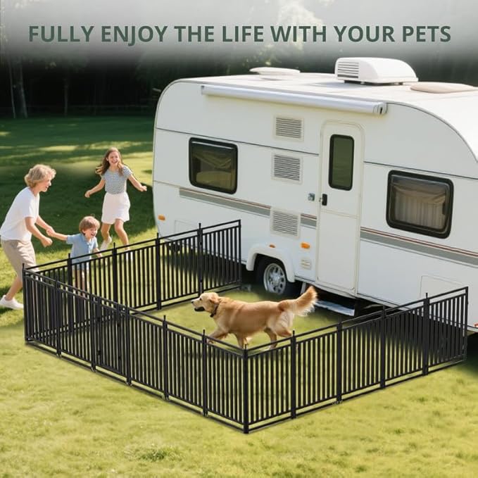 Dog Playpen Dog Fence Outdoor for Yard 47" H with 48 Panels Sturdy Portable Puppy Playpen for Indoor Outdoor RV Camping Use - Black Silver