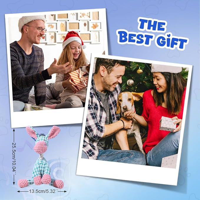 2025 New Dog Toys, Indestructible Plush Dog Toy, Dogs Toys for Aggressive Chewers, Dogs Squeaky Chew Toy for Indoor Pups Teething (Orange+Brown)