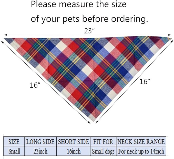 15pcs Dog Bandanas, Dog Scarf Kerchief Bibs Washable Girl Boy Dogs Bandanas Set Cotton Checkered Pet Bandana Outdoor Fall Accessories for Small Dogs Cat Pet