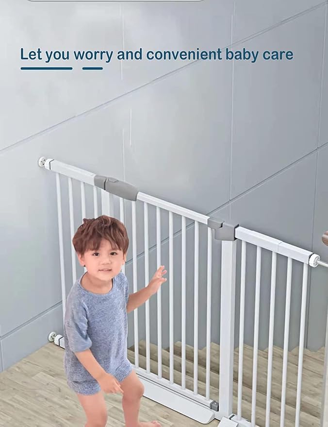 (85-100 in Width) Extra Long Baby Gate Extra Wide, Large Dog Gate Indoor, Child Proof Gate, Kiddie Gates, Baby Gate for Doorways. White, Dog Gates for The House. Extra Tall Pet Gate.