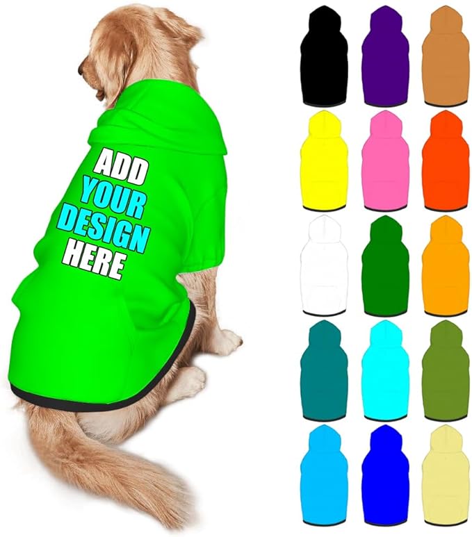 Personalized Dog Hoodie Customized with Name Photo Pet Warm Sweater Hoodie for Medium Large Dogs & Cat Puppy, Lime, S