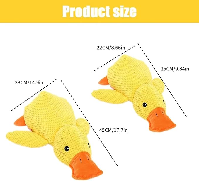 2025 Upgraded Dog Toys, New Durable Calming Duck Toys, Dog Toys for Aggressive Chewers with Soft Squeaker, Fun for Indoor Puppies and Senior Pups (Yellow, XL-14.9 * 17.7in)